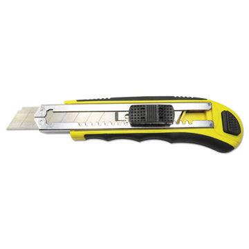 Boardwalk® Rubber-gripped Retractable Snap Blade Knife, Straight-edged, Black-yellow freeshipping - TVN Wholesale